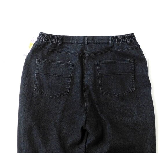 Allison Daley Womens Denim Pants Size 14 Black Floral Print Stretch - Picture 5 of 7